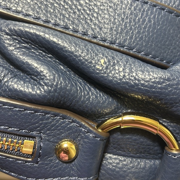 NWT MICHAEL KORS Fulton Navy Blue Pebbled Leather Large Satchel Purse - Picture 9 of 10